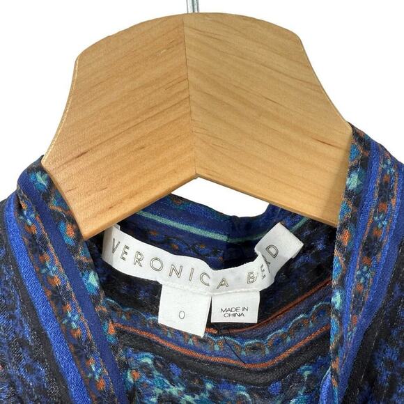 Veronica Beard Mixed Stripe Button Blouse Top Sz 0 - Picture 6 of 8